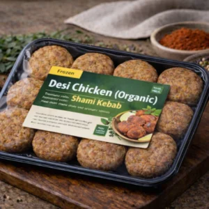 Organic desi chicken shami kebabs frozen halal pack